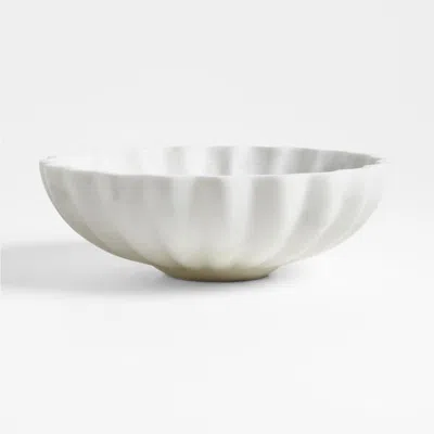 Crate & Barrel French Kitchen Marble White Scalloped Serving Bowl