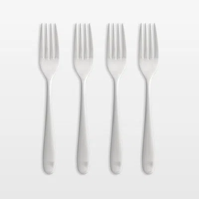 Crate & Barrel Fusion Satin Dinner Forks, Set Of 4 In Silver