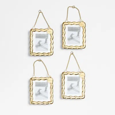 Crate & Barrel Gold Scalloped 2026 Frame Christmas Tree Ornament, Set Of 4