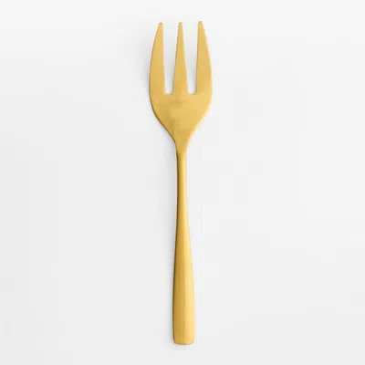 Crate & Barrel Gold Serving Fork In Yellow