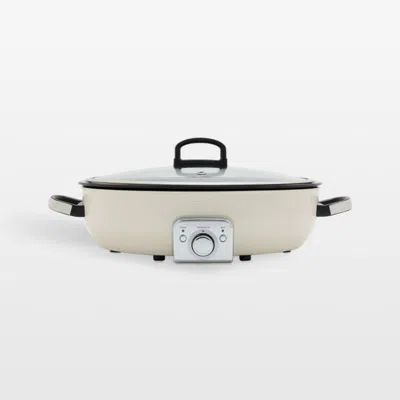 Crate & Barrel Greenpan ™ Elite Oval Electric Skillet In Cloud Cream In White