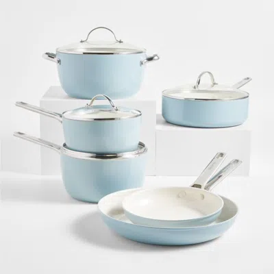 Crate & Barrel Greenpan ™ Padova Pro Blue Haze 10-piece Nonstick Ceramic Cookware Set