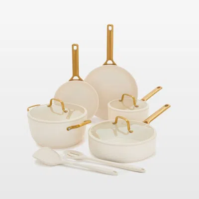 Crate & Barrel Greenpan ™ Reserve Pro Cream 10-piece Ceramic Nonstick Cookware Set In White