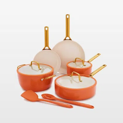 Crate & Barrel Greenpan ™ Reserve Pro Harvest 10-piece Ceramic Nonstick Cookware Set In Orange