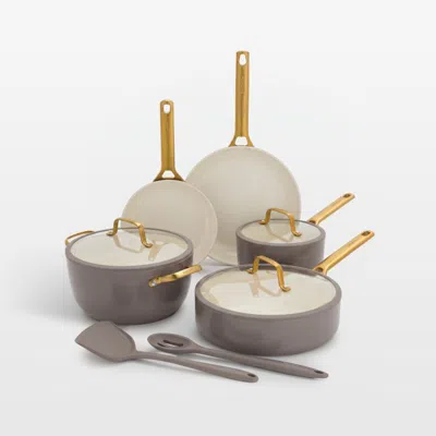 Crate & Barrel Greenpan™ Reserve Pro Latte 10-piece Ceramic Nonstick Cookware Set In Gray