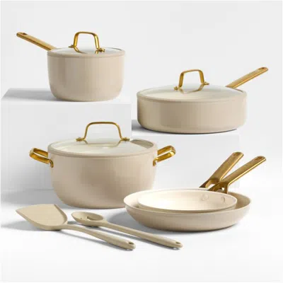 Crate & Barrel Greenpan ™ Reserve Pro Macadamia 10-piece Ceramic Nonstick Cookware Set In Neutral