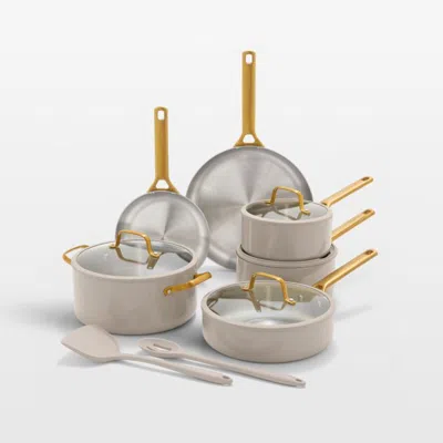 Crate & Barrel Greenpan™ Reserve Pro Macadamia 10-piece Stainless Steel Cookware Set With Bonus Tools In Neutral