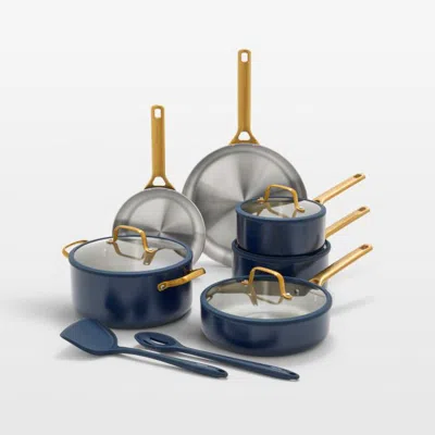 Crate & Barrel Greenpan™ Reserve Pro Oxford Blue 10-piece Stainless Steel Cookware Set With Bonus Tools
