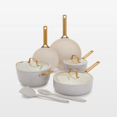 Crate & Barrel Greenpan ™ Reserve Pro Oyster 10-piece Ceramic Nonstick Cookware Set In Gray