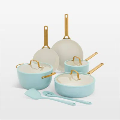 Crate & Barrel Greenpan ™ Reserve Pro Seaside 10-piece Ceramic Nonstick Cookware Set In Blue