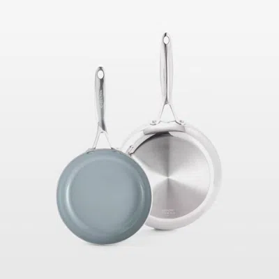 Crate & Barrel Greenpan ™ Valencia Pro Stainless Steel  8" And 10" Fry Pan Set In Gray