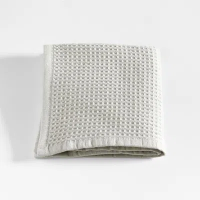 Crate & Barrel Grey 100% Organic Cotton Waffle Washcloth In White
