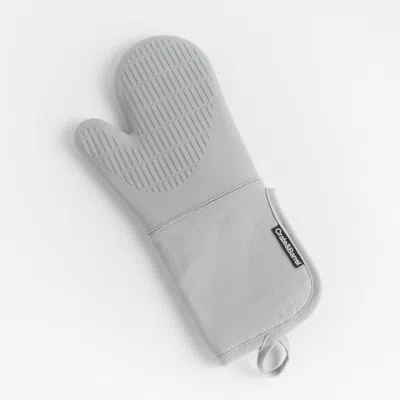 Crate & Barrel Grey Organic Cotton Oven Mitt With Silicone Grip In Gray