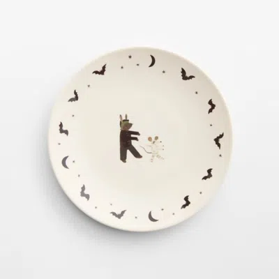 Crate & Barrel Halloween Frankenstein Melamine Kids Dinner Plate In White