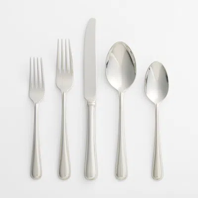 Crate & Barrel Halsted Mirror 5-piece Flatware Place Setting In Silver