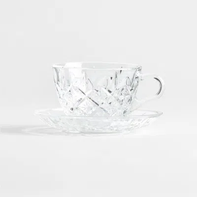 Crate & Barrel Hatch 6-oz. Glass Mug With Saucer In Clear