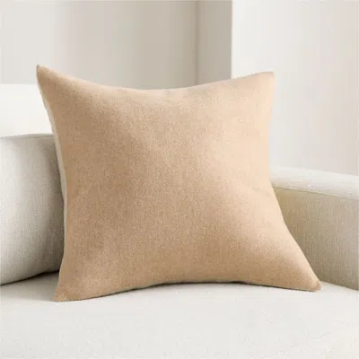 Crate & Barrel Heathered Wool Blend 20"x20" Camel Tan Throw Pillow Cover In Brown