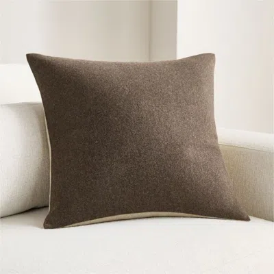 Crate & Barrel Heathered Wool Blend 20"x20" Deep Brown Throw Pillow Cover