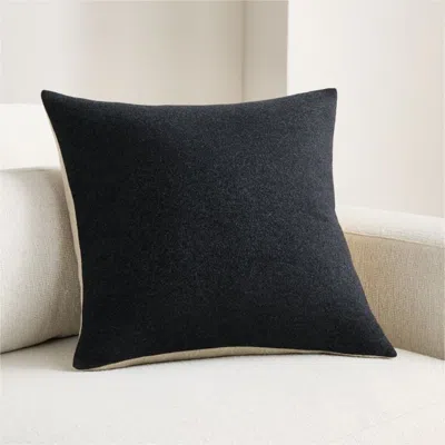 Crate & Barrel Heathered Wool Blend 20"x20" Ink Black Throw Pillow Cover