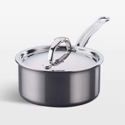 Crate & Barrel Hestan Nanobond Stainless Steel 1.5-qt. Saucepan With Lid In Silver
