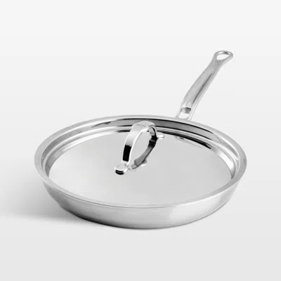 Crate & Barrel Hestan Probond Luxe 11" Stainless Steel Skillet With Lid In Silver