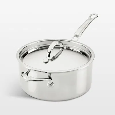 Crate & Barrel Hestan Probond Luxe 4-qt. Stainless Steel Saucepan With Lid In Silver