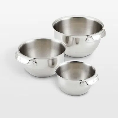 Crate & Barrel Hestan Stainless Steel Mixing Bowl, Set Of 3 In Silver