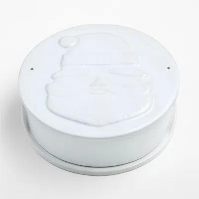 Crate & Barrel Holiday Santa Stoneware Brie Baking Dish With Lid In White