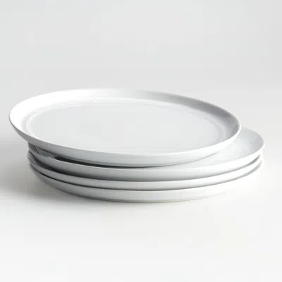 Crate & Barrel Hue White Dinner Plates, Set Of 4