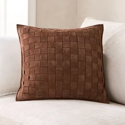 Crate & Barrel Hyde Woven Suede 20"x20" Brown Throw Pillow Cover