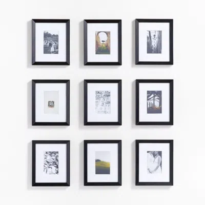 Crate & Barrel Icon Wood 9-piece 4x6 Black Gallery Wall Frame Set
