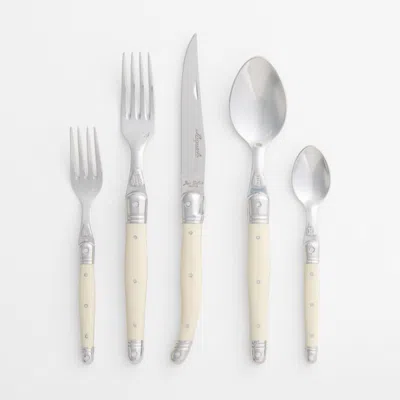 Crate & Barrel Jean Dubost Laguiole ® Ivory 5-piece Flatware Place Setting In White