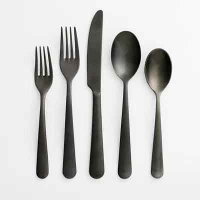 Crate & Barrel Jett Black Satin 5-piece Flatware Place Setting