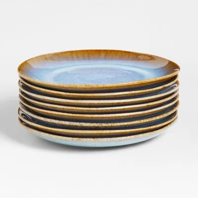 Crate & Barrel Julo Blue Dinner Plates, Set Of 8