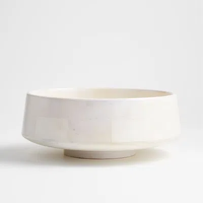 Crate & Barrel Katin White Wood Centerpiece Bowl 13.8"