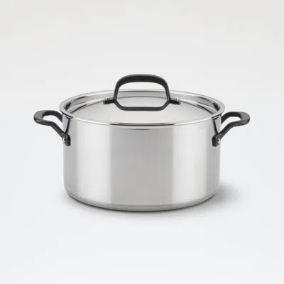 Crate & Barrel Kitchenaid ® Stainless Steel 5-ply 8-qt. Covered Stockpot In Silver