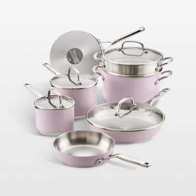 Crate & Barrel Kitchenaid ® Wildflower 3-ply Ceramic Nonstick 11-piece Cookware Set In Purple