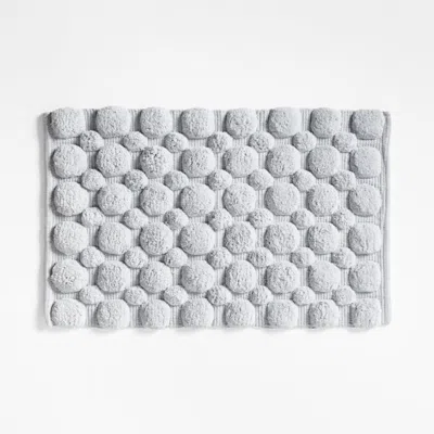 Crate & Barrel Kupla Grey 100% Organic Cotton Bath Rug In Blue