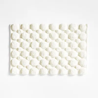 Crate & Barrel Kupla Ivory 100% Organic Cotton Bath Rug In White