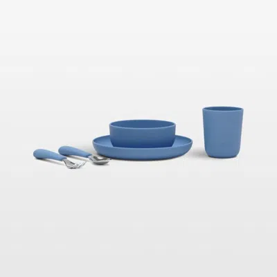 Crate & Barrel Lalo Blueberry Blue Big Bites Starter Toddler Dinnerware Set
