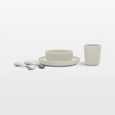 Crate & Barrel Lalo Oatmeal White Big Bites Starter Toddler Dinnerware Set In Neutral