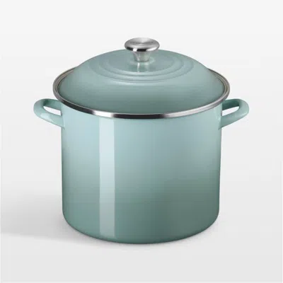 Crate & Barrel Le Creuset ® 12-qt. Sea Salt Enameled Steel Stockpot With Stainless Steel Knob In Blue