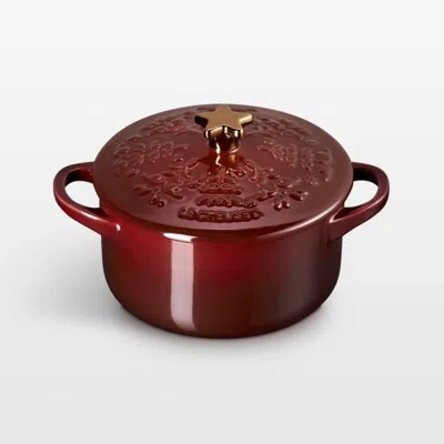 Crate & Barrel Le Creuset ® 24-oz. Garnet Tree-embossed Stoneware Mini Cocotte With Gold Star Knob In Red