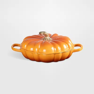 Crate & Barrel Le Creuset ® 2.75-qt. Persimmon Enameled Cast Iron Figural Pumpkin Braiser In Orange
