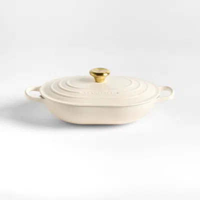 Crate & Barrel Le Creuset ® 3.75-qt. Cream Enameled Cast Iron Covered Oval Casserole Dish In Neutral