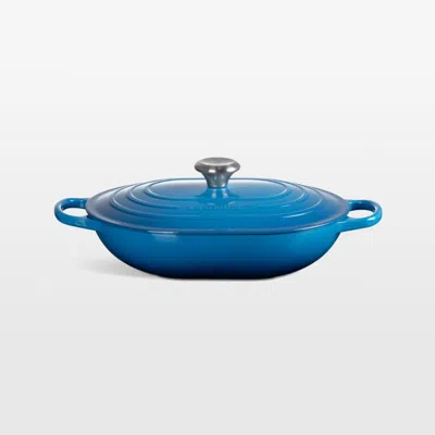 Crate & Barrel Le Creuset ® 3.75-qt. Marseille Enameled Cast Iron Covered Oval Casserole Dish In Blue
