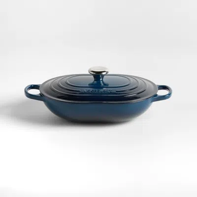 Crate & Barrel Le Creuset ® 3.75-qt. Nuit Enameled Cast Iron Covered Oval Casserole Dish In Blue