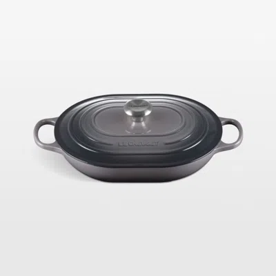 Crate & Barrel Le Creuset ® 3.75-qt. Oyster Enameled Cast Iron Covered Oval Casserole Dish In Gray