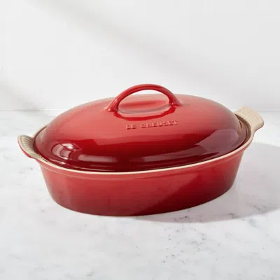 Crate & Barrel Le Creuset ® Cerise 4-quart Heritage Covered Oval Casserole In Red