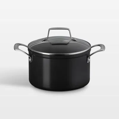 Crate & Barrel Le Creuset ® Essential Ceramic Nonstick 4-qt. Stock Pot With Glass Lid In Black